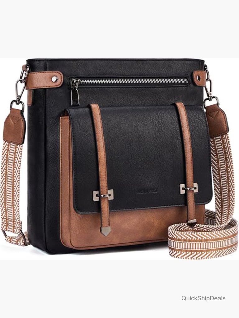 Vegan Leather Crossbody Bag With Multi Pockets Adjustable Strap Travel Purse